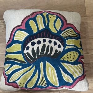 West Elm Double Sided Floral Throw Pillow 19”x19”
